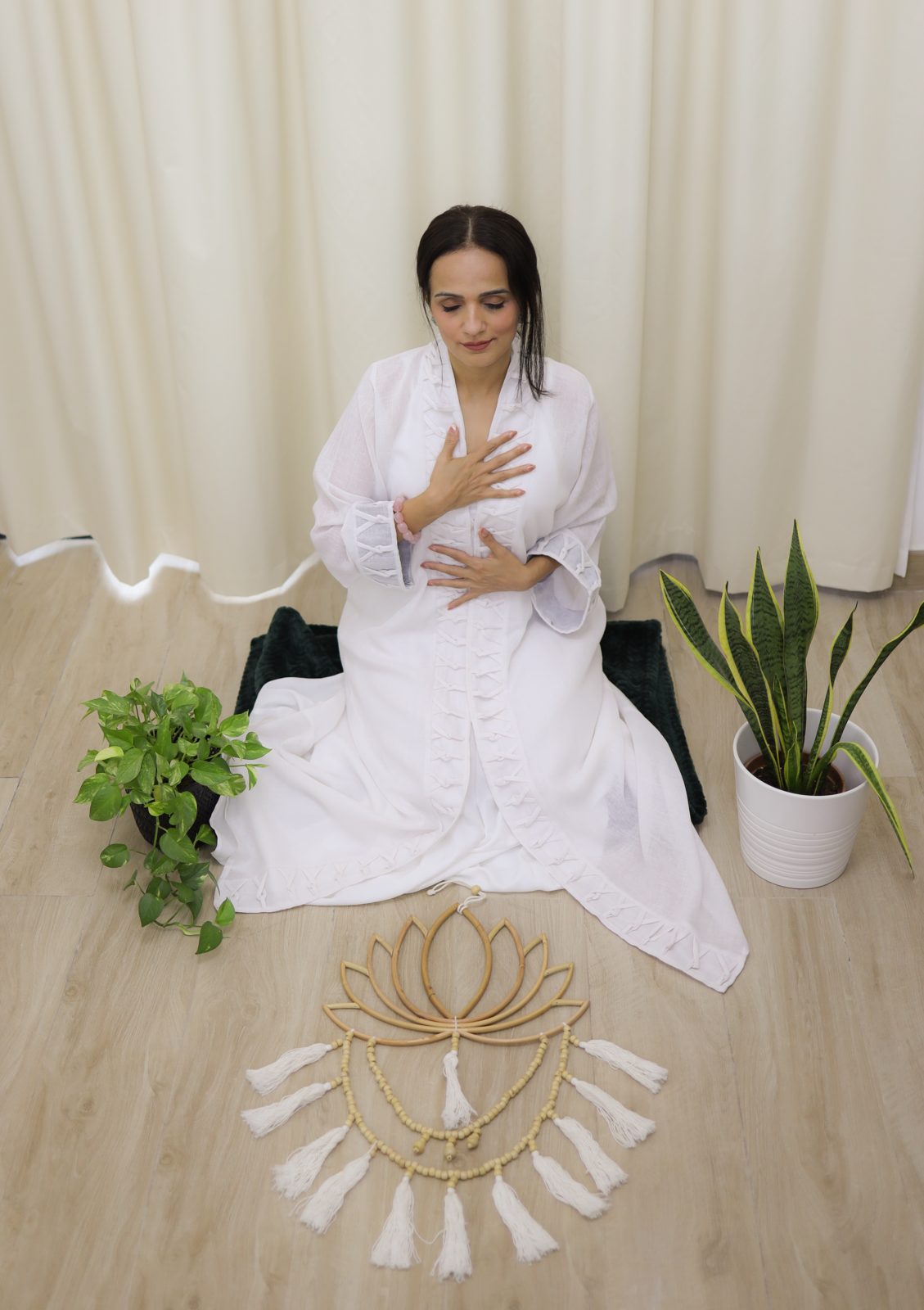 Zainab in a calm reflective practice